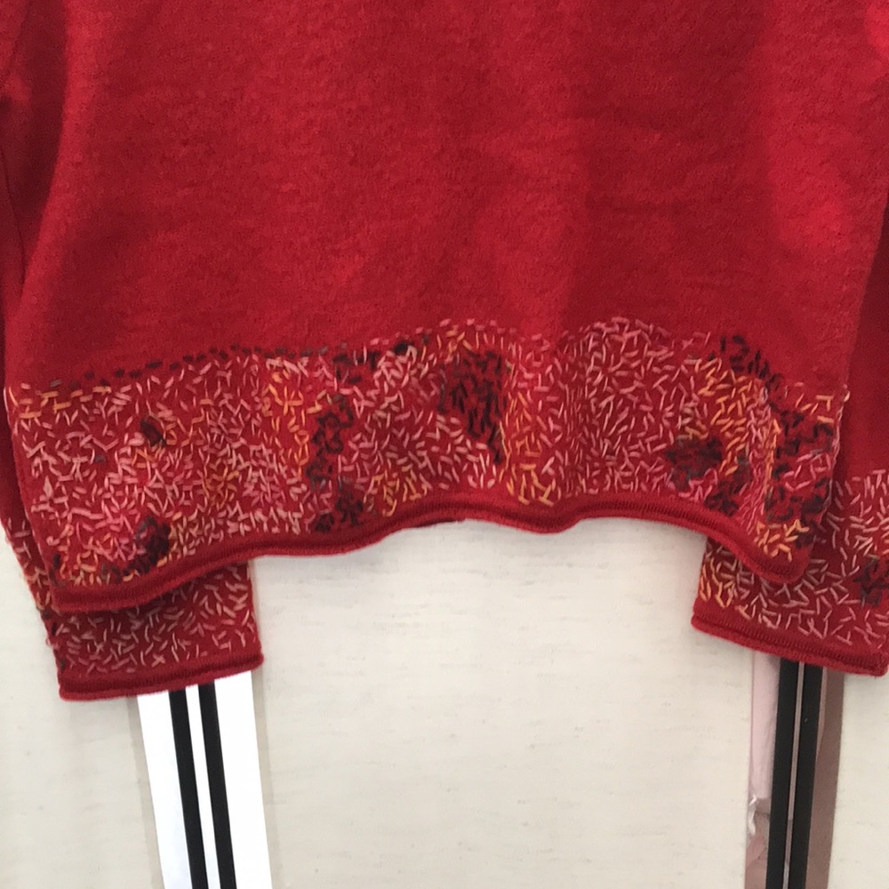 Wool Sweater Button Front Red Petite M By Sigrid … - image 7